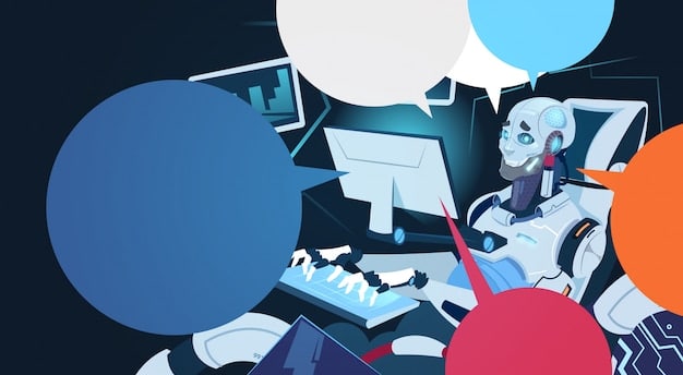 A digital illustration portraying an AI chatbot interface, with speech bubbles and interactive options, assisting a customer with a transaction on a mobile device, highlighting the ease and efficiency of chatbot interactions. The design is modern and user-friendly, emphasizing the accessibility of AI in customer service.