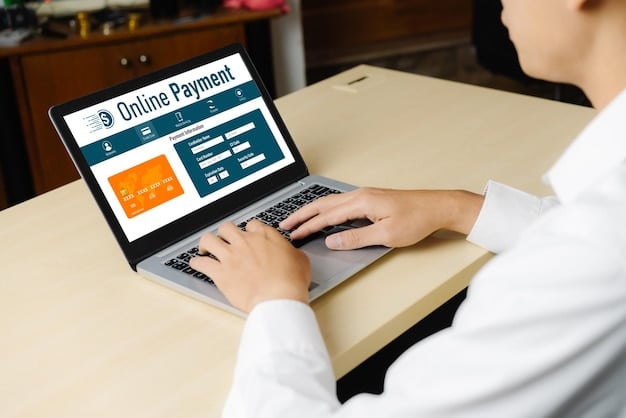 A person setting up automated transfers on a laptop. The screen displays a banking website with options to schedule recurring transactions, input transfer amounts, and select the destination savings account. The setting is in a cozy home office.