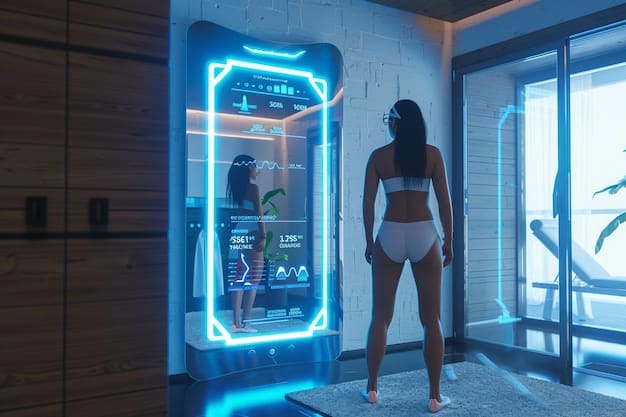 A futuristic wellness pod that offers personalized health analysis and recommendations, reflecting the advanced technology used in future wellness programs.