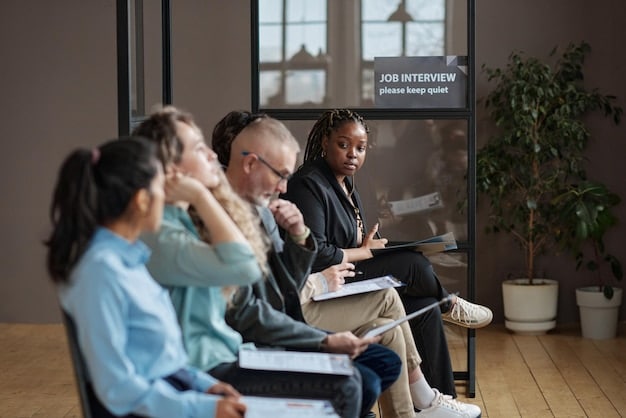 A diverse group of people attending a workshop on Social Security benefits, with presenters explaining key changes and answering questions.